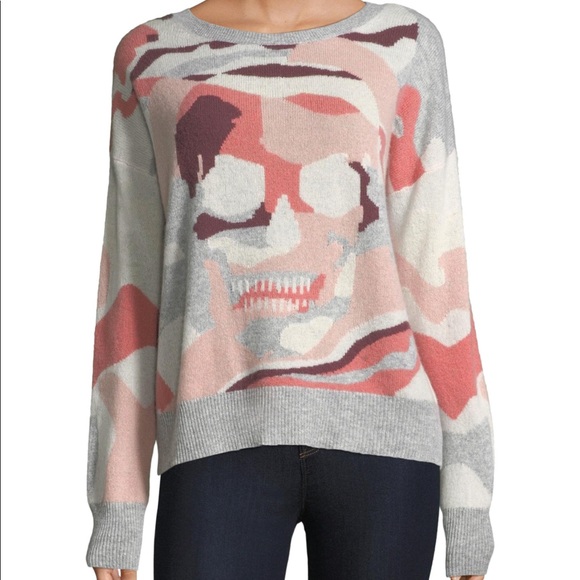 Skull Cashmere Sweaters - Skull Cashmere Pink Gray Camo Fatigue Sweater NWT